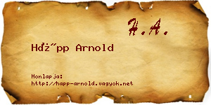 Hápp Arnold névjegykártya